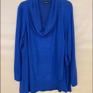 I.N. Studio 2X womens cobalt blue cowl neck sweater tunic